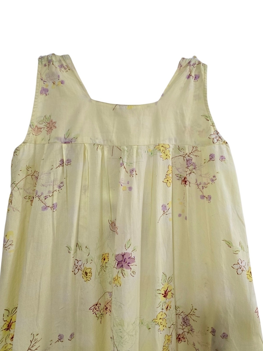 Soft Surroundings Pale Yellow Floral Lace-Trim Maxi Cotton Nightgown Size XL - Picture 5 of 10